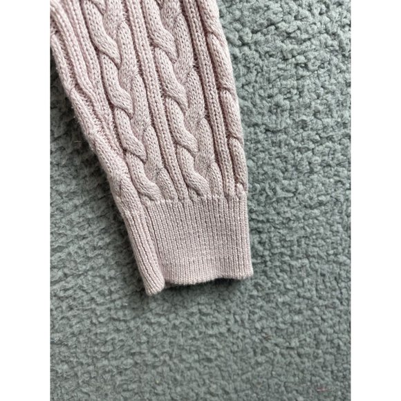 H&M Womens Sweater Size S Pink Cable Knit Pullover Long Sleeve Crew Neck Basic - Picture 3 of 9